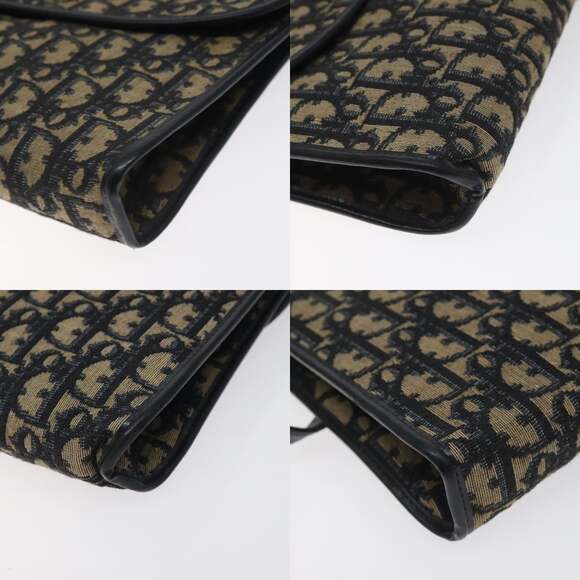 DIOR Trotter Canvas Shoulder Bag Navy Gold - Picture 10 of 12